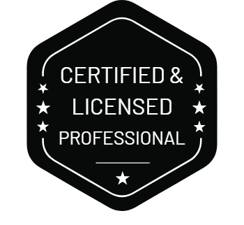 certified and licensed Badge
